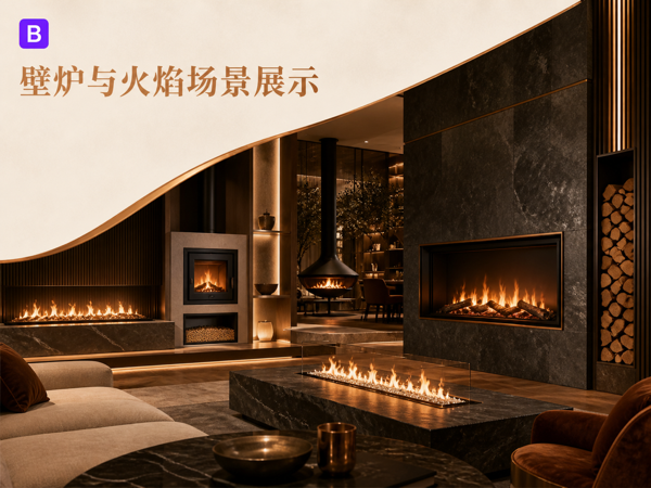 Bootstrap 壁炉产品与空间火焰场景展示企业官网主题